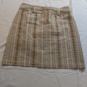CABI seersucker ivory and multi strip #309 skirt